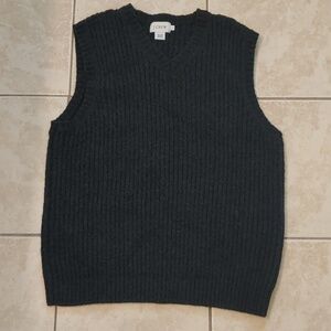 J. Crew Men's Wool Sweater Vest Forest Green Ribbed V-Neck Size L